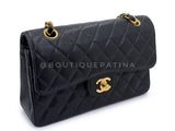 Chanel 2001 Vintage Black Caviar Small Classic Double Flap Bag 24k GHW 9TI