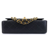 Chanel 2001 Vintage Black Caviar Small Classic Double Flap Bag 24k GHW 9TI