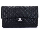Chanel 2020 Black Caviar Timeless Flap Clutch Bag SHW DTG