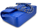 Chanel Blue Chevron Caviar Classic Double Flap Bag SHW E2L