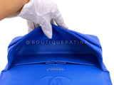 Chanel Blue Chevron Caviar Classic Double Flap Bag SHW E2L