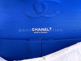 Chanel Blue Chevron Caviar Classic Double Flap Bag SHW E2L