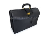 Hermes Vintage 1995 Black Fjord Sac a Depeche Dulles Pilots Doctor's bag D3A