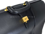 Hermes Vintage 1995 Black Fjord Sac a Depeche Dulles Pilots Doctor's bag D3A