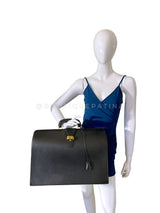 Hermes Vintage 1995 Black Fjord Sac a Depeche Dulles Pilots Doctor's bag D3A