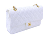 Chanel 2005 Vintage White Caviar Medium Classic Double Flap Bag 24k GHW 4RF