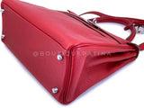 Hermes Red Rouge Garance 28cm Kelly Bag Clemence PHW 296