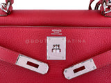 Hermes Red Rouge Garance 28cm Kelly Bag Clemence PHW 296