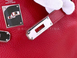Hermes Red Rouge Garance 28cm Kelly Bag Clemence PHW 296