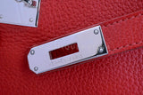 Hermes Red Rouge Garance 28cm Kelly Bag Clemence PHW 296