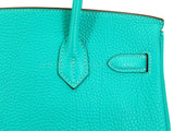 Rare Pristine 2008 Hermès Birkin 30 Blue Lagoon Togo Tote Bag PHW Bleu Lagon D6L