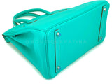 Rare Pristine 2008 Hermès Birkin 30 Blue Lagoon Togo Tote Bag PHW Bleu Lagon D6L