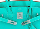 Rare Pristine 2008 Hermès Birkin 30 Blue Lagoon Togo Tote Bag PHW Bleu Lagon D6L