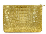 Chanel 19A Egypt Paris-New York Crocodile Print Gold Clutch Bag O Case Large OJJ
