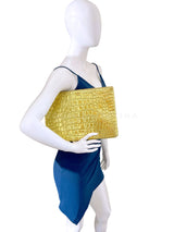Chanel 19A Egypt Paris-New York Crocodile Print Gold Clutch Bag O Case Large OJJ