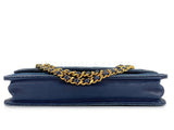 Chanel 1997 Vintage Timeless Denim WOC Wallet on Chain Flap Bag 24k GHW 304