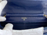 Chanel 1997 Vintage Timeless Denim WOC Wallet on Chain Flap Bag 24k GHW 304