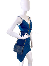 Chanel 1997 Vintage Timeless Denim WOC Wallet on Chain Flap Bag 24k GHW 304