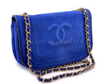 Chanel 1986 Vintage Royal Blue Suede Timeless Crossbody Flap Bag E6H