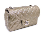 Chanel Pewter-Gold Textured Patent Rectangular Mini Flap Bag RHW ND9