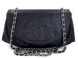 Chanel Black Caviar Half Moon Wallet on Chain WOC SHW F2A