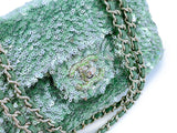 Rare Chanel Mermaid Green Sequins Mini Flap Bag Etched CC SHW KMD