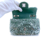Rare Chanel Mermaid Green Sequins Mini Flap Bag Etched CC SHW KMD