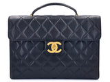 Chanel 1992 Vintage Black Caviar Briefcase Tote Bag 24k GHW YDR