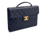 Chanel 1992 Vintage Black Caviar Briefcase Tote Bag 24k GHW YDR