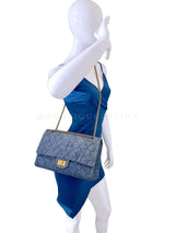 Chanel 2012 Blue Denim 2.55 Reissue 227 Flap Bag GHW 706