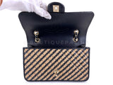 Chanel Straw Raffia Medium Urban Jungle Classic Flap Bag Black Beige GHW 175