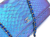 Chanel 2016 Purple Iridescent Mermaid Python Wallet on Chain WOC Bag WNW
