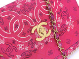 Chanel 1994 Vintage Dark Pink Bandana Maxi Straw Jumbo Flap Bag Paisley Print HKK