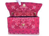 Chanel 1994 Vintage Dark Pink Bandana Maxi Straw Jumbo Flap Bag Paisley Print HKK