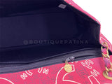 Chanel 1994 Vintage Dark Pink Bandana Maxi Straw Jumbo Flap Bag Paisley Print HKK
