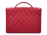 Chanel 1994 Vintage Red Caviar Briefcase Tote Bag 24k GHW I0A