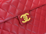 Chanel 1994 Vintage Red Caviar Briefcase Tote Bag 24k GHW I0A