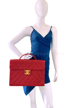 Chanel 1994 Vintage Red Caviar Briefcase Tote Bag 24k GHW I0A