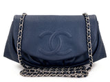 Chanel 2011 Vintage Navy Blue Caviar Half Moon WOC Wallet on Chain Bag SHW 2YK