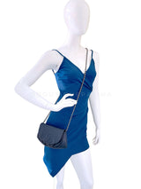 Chanel 2011 Vintage Navy Blue Caviar Half Moon WOC Wallet on Chain Bag SHW 2YK