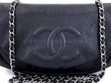 Chanel Black Caviar Half Moon Wallet on Chain WOC Bag SHW F2A