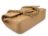 Chanel 2003 Vintage "Speckled" Caramel Beige Caviar Medium Classic Double Flap Bag 24k GHW 85Q
