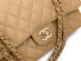 Chanel 2003 Vintage "Speckled" Caramel Beige Caviar Medium Classic Double Flap Bag 24k GHW 85Q