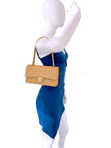Chanel 2003 Vintage "Speckled" Caramel Beige Caviar Medium Classic Double Flap Bag 24k GHW 85Q