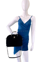 Chanel Coco Shopping with Chain Large Black Shearling Handle Bag 24k GHW LPI
