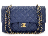 Chanel 20C Dark Navy Blue Medium Caviar Classic Double Flap Bag GHW KE2