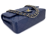 Chanel 20C Dark Navy Blue Medium Caviar Classic Double Flap Bag GHW KE2