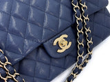 Chanel 20C Dark Navy Blue Medium Caviar Classic Double Flap Bag GHW KE2