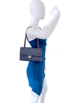 Chanel 20C Dark Navy Blue Medium Caviar Classic Double Flap Bag GHW KE2