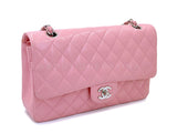 Chanel 2004 Sakura Pink Caviar Medium Classic Double Flap Bag SHW 7ZW